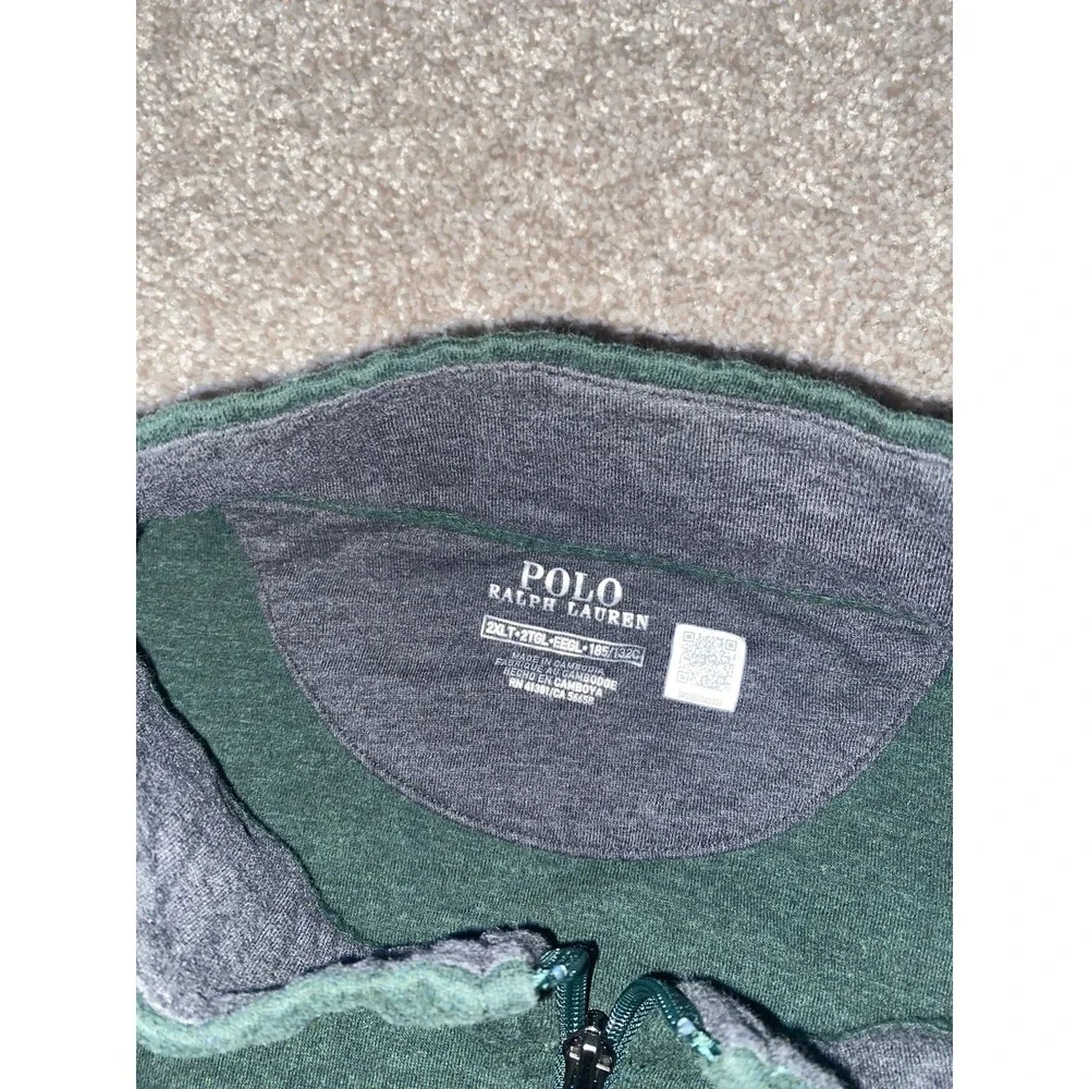 Polo Ralph Lauren‎ Performance 1/4 Zip Jacket Green Viscose Blend Blue Pony 2XL